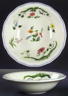 Gien Oiseau De Paradis Rim Cereal Bowl, Fine China Dinnerware   Flowers & Bird,