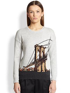 Burberry Prorsum Brooklyn Bridge Cashmere Sweater   Pale Grey