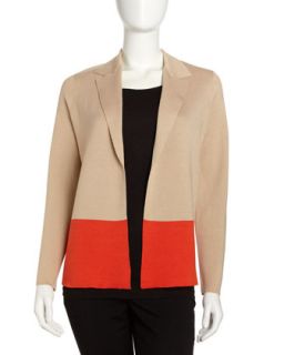 Colorblock Knit Jacket, Khaki/Orange