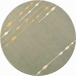 Handmade Soho Vines Mint Green New Zealand Wool Rug (6 Round) (GreenPattern StripesMeasures 0.625 inch thickTip We recommend the use of a non skid pad to keep the rug in place on smooth surfaces.All rug sizes are approximate. Due to the difference of mo
