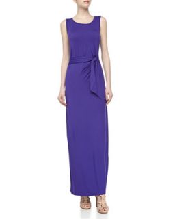Sleeveless Side Tie Stretch Knit Maxi Dress, Wild Purple