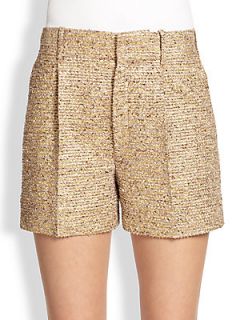 Chloe Metallic Tweed Shorts   Gold