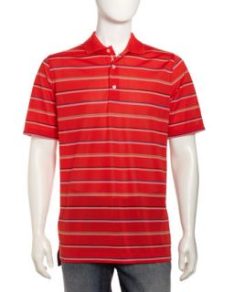 Striped Performance Golf Shirt, Red Pepper