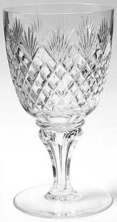 Royal Leerdam   Netherland Rle7 Water Goblet   Cut Criss Cross & Fan Design On B
