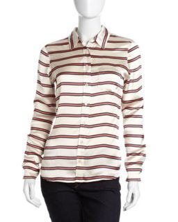 Striped Satin Dress Shirt, Fawn