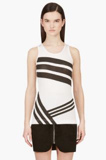 Y_3 White Stripe And Text Tank Top