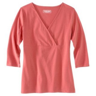 Womens Double Layer 3/4 Sleeve Tee   New Coral   XXL