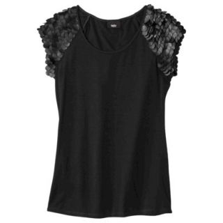Mossimo Womens Faux Leather Disc Tee   Black M