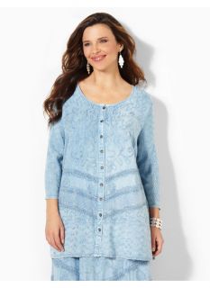 Catherines Plus Size Softly Fading Tunic   Womens Size 1X, Light Blue