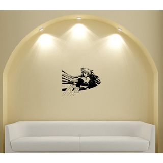 Japanese Manga Girl Shorts Sword Vinyl Wall Art Decal (Glossy blackEasy to applyInstruction includedDimensions 25 inches wide x 35 inches long )