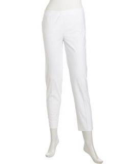 Cropped Stretch Knit Pants, White