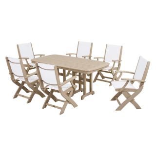 POLYWOOD Coastal White Sling Dining Set   Seats 6 Black   PWS154 1 BL901