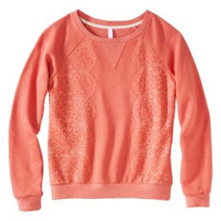 Xhilaration Juniors Lace Detail Sweatshirt   Coral XS(1)