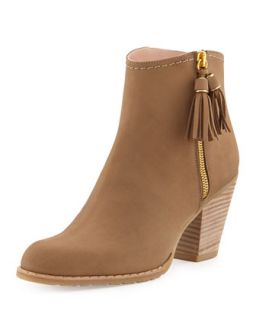 Prancing Leather Ankle Boot, Nude