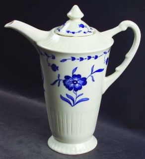 Syracuse Nantucket Coffee Pot & Lid, Fine China Dinnerware   Blue Flowers&Leaves