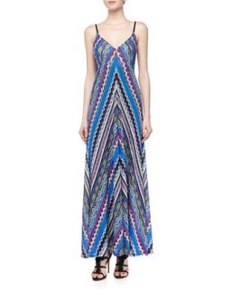 Pliss� Point Stripe Print Maxi Dress, Cobalt