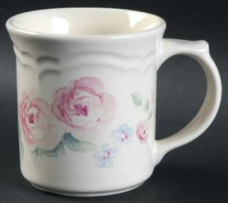 Pfaltzgraff Secret Rose Mug, Fine China Dinnerware   Pink Roses, Blue Flowers, S