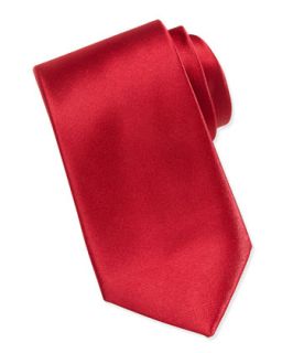 Solid Satin Silk Tie, Red