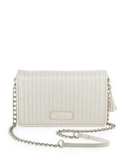 Jazz Quilted Chain Strap Clutch, Off White