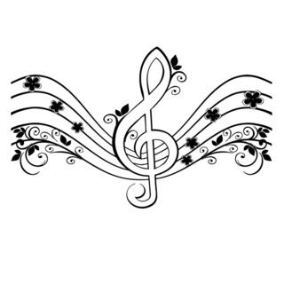 Floral Musical Treble Clef Vinyl Wall Decal (Glossy blackMaterials VinylQuantity One (1) wall decalSetting IndoorDimensions 25 inches wide x 35 inches long All sizes are approximate. )