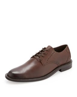 Perforated Trim Leather Lace Up, Brown