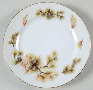 Kyoto Forest Salad Plate, Fine China Dinnerware   Pine Cones,Autumn Leaves,Smoot