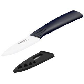 Toponeware Ceramic 3 inch Paring Knife With Sheath (ABS PlasticBlade Dimension 3 inchesColor options Black handle and white bladeHarder and sharper than steelMaterial is the second hardest material ranked after diamond, which make the it retains its sha