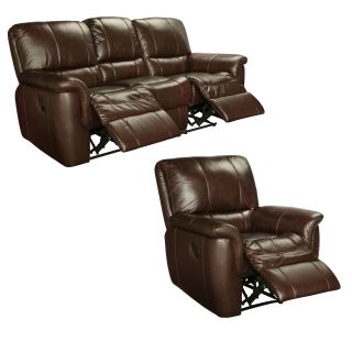 Ethan Chestnut Brown Italian Leather Reclining Sofa And Recliner Chair