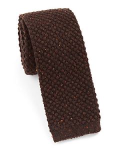 Eton of Sweden Melange Popcorn Knit Tie   Brown