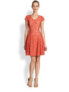 ABS Lace Fit And Flare Dress   Tangerine