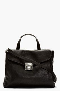 Marc By Marc Jacobs Black Grained Circle In Square Satchel Bag