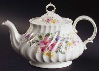 Royal Doulton Arcadia (New,Smooth,Brwn/Green Backstp) Teapot & Lid, Fine China D