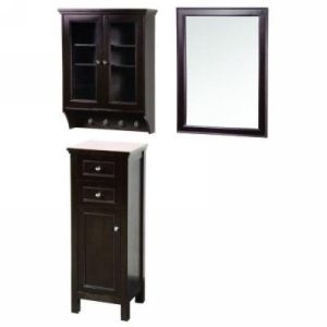 Foremost GAEM2432COMBO1 Gazette 24 Mirror, Wall Cabinet with Glass Door & Floor