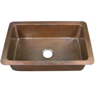 Copper Factory Large Single bowl Drop in Antique Copper Kitchen Sink