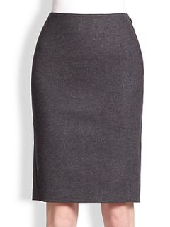 Fendi Fleece Wool Pencil Skirt   Dark Grey Melange
