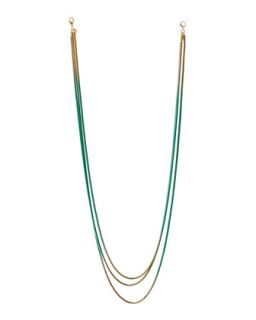 Three Strand Layered Ombre Chain Necklace, Golden/Turquoise