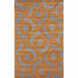 Nuloom Handmade Circles Orange Wool Rug (76 X 96) (OrangePrimary Material WoolPile Height 0.50 inchesStyle ContemporaryPattern AbstractTip We recommend the use of a non skid pad to keep the rug in place on smooth surfaces.All rug sizes are approximat