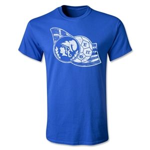 Who Are Ya Designs Greece Hellenic Football T Shirt (Royal)