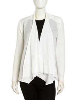 Rib Knit Open Front Cardigan, New Ivory