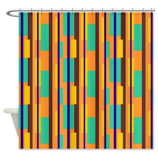  Retro Stripes and Rectangles Shower Curtain  Use code FREECART at Checkout