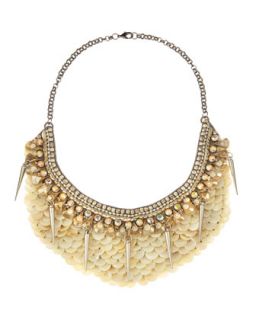 Spiked Scalloped Necklace, Ivory