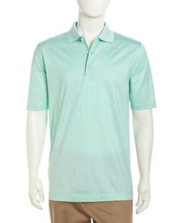 Short Sleeve Plaid Poplin Golf Polo, Aquamarine