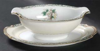 Noritake Mystery #14 Gravy Boat with Attached Underplate, Fine China Dinnerware