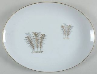 Fukagawa Gold Bamboo 12 Oval Serving Platter, Fine China Dinnerware   Arita, Go