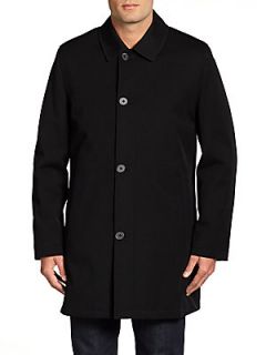 Zip Out Lined Wool Topcoat   Black
