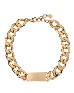 Golden Curb Chain Bar Station Necklace