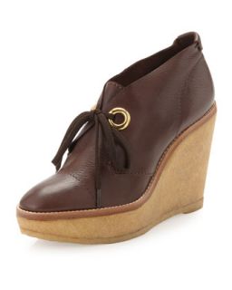Platform Wedge Ankle Boots, Brown