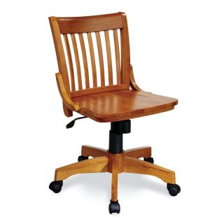 OSP Designs Deluxe Armless Wood Bankers Chair with Wood Seat   Fruitwood