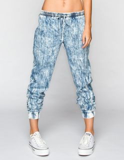 Crave Fame Womens Chambray Jogger Pants Acid Wash In Sizes X Larg
