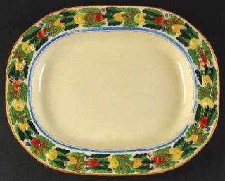 Adams China Della Robia Multicolor On Cream 13 Oval Serving Platter, Fine China